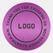 Metallic dieproze textuur aangepaste tekst ronde sticker (Voorkant)