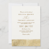 Metallic Dipped Gold Minimalist QR Code Wedding Kaart (Voorkant)