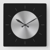 METALLIC DISK | Grijzige blik Vierkante Klok (Voorkant)