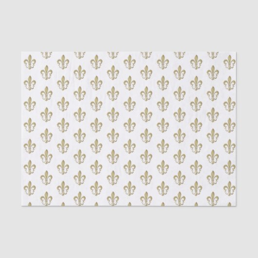 Metallic Dk Gold French Fleur de Lis Tissue Paper Tissuepapier (Voorkant)