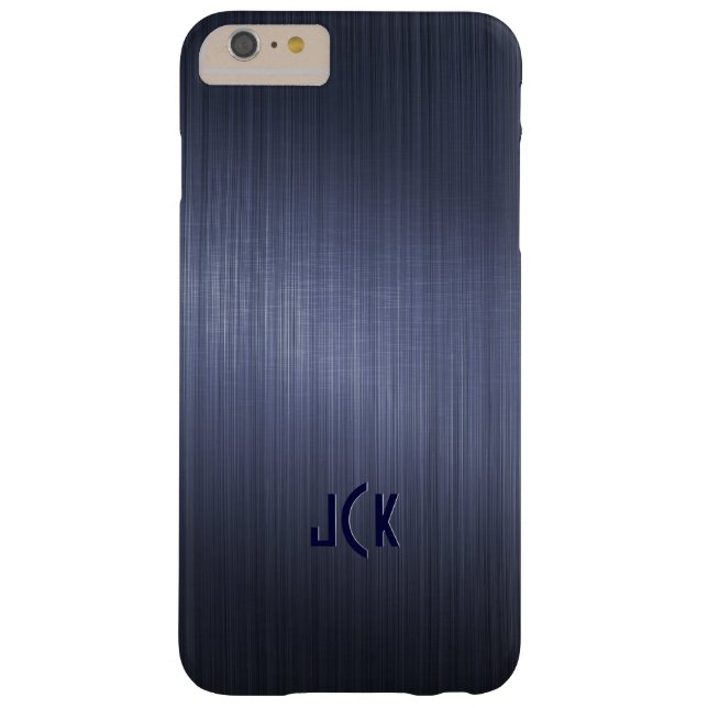 Metallic donkerblauw geborsteld aluminium look Case-Mate iPhone case (Achterkant)