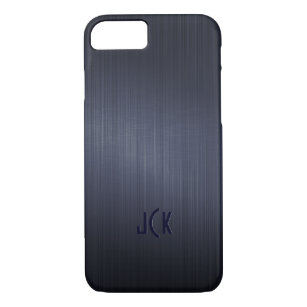 Metallic donkerblauw geborsteld aluminium look Case-Mate iPhone case