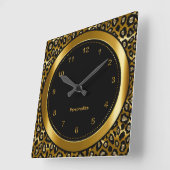 Metallic donkerbruine gouden en zwarte luipaard af vierkante klok (Hoek)