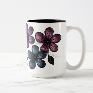 Metallic Doodle Floral Art – Luxe Embossed Flower Tweekleurige Koffiemok