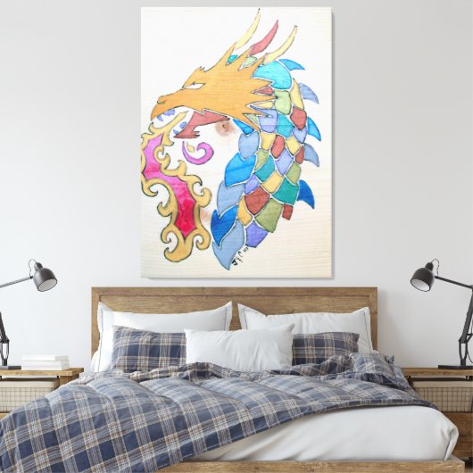 Metallic draak op Canvas (Insitu (Slaapkamer))