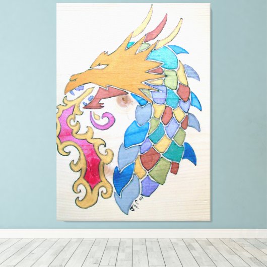 Metallic draak op Canvas (Insitu (Houten vloer))