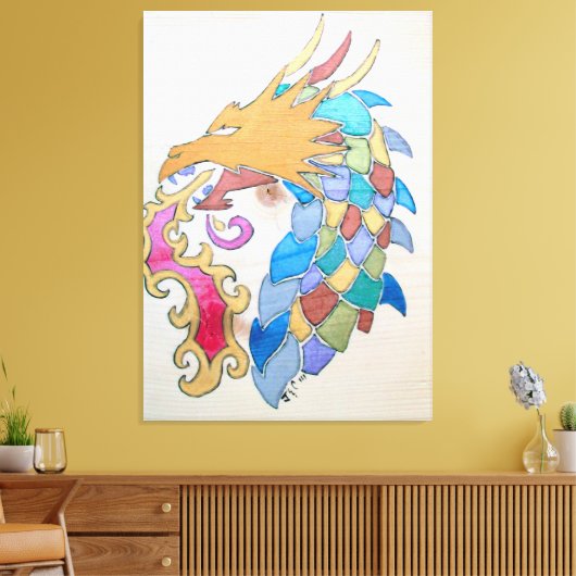 Metallic draak op Canvas Afdruk (Insitu (Woonkamer))