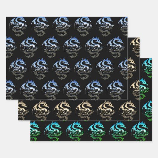 Metallic dragon Collectie Inpakpapier Vel (Set)