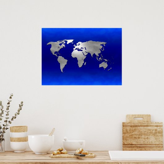 Metallic Earth Map Poster (Keuken)