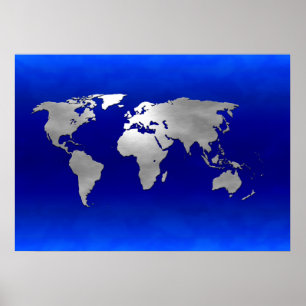 Metallic Earth Map Poster