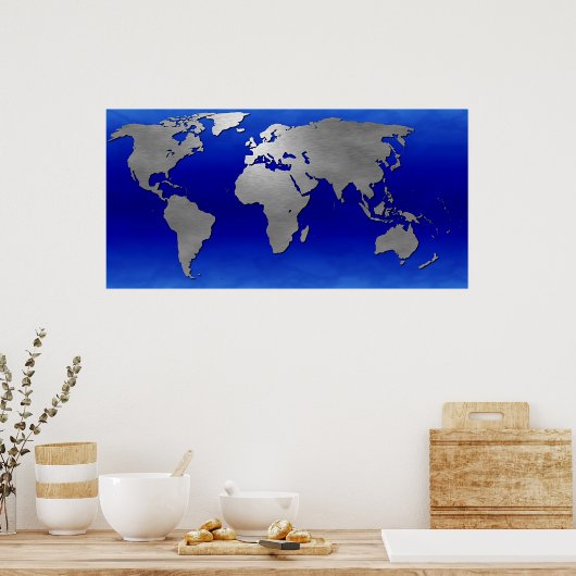 Metallic Earth Map Poster (Keuken)