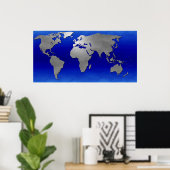 Metallic Earth Map Poster (Thuiskantoor)
