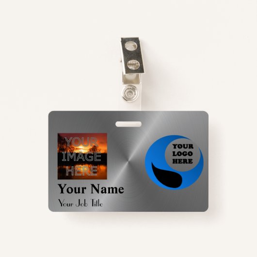 Metallic effect foto naam badge Sjabloon (Voorkant met clip)