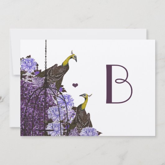 Metallic Eggplant Mustard  Peacock BirdCage Kaart (Achterkant)