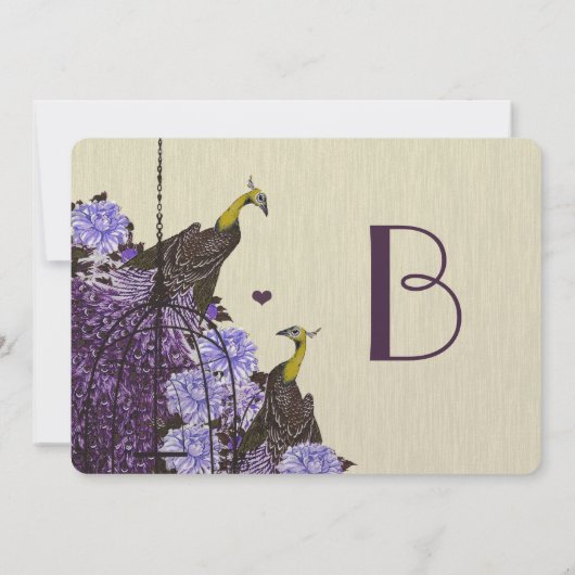 Metallic Eggplant Mustard  Peacock BirdCage Kaart (Achterkant)