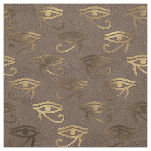 Metallic Egyptische ogen op bruin Stof (Swatch)