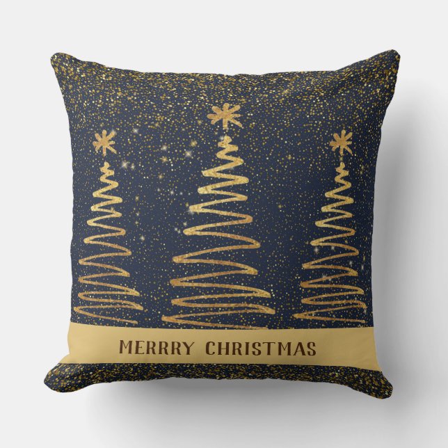 Metallic Elegant luxueus mousserend navy blue Kussen (Voorkant)