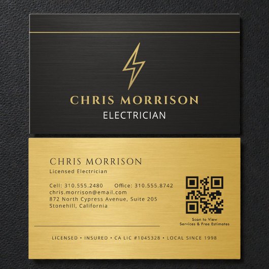 Metallic Elektrotechnisch Installateur QR Code Visitekaartje