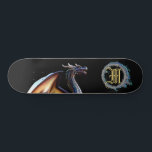*~* Metallic Elemental Fierce BLUE Dragon AP88 Persoonlijk Skateboard<br><div class="desc">(Zoek code AP88 om vergelijkbare items te vinden ) Gemakkelijk overzetten naar andere Zazzle producten. Elemental Element DRAGON met RING of FIRE / FLAMES / FLAME en INITIAAL MONOGRAM voor jouw naam - Bewaar of bewerk of verwijder de tekst. Dit Fierce Populaire trending skateboard Chinese stijl custom pro Element Dragon...</div>