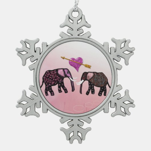 Metallic Elephants Snowflake Ornament (Voorkant)