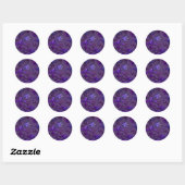 Metallic embossed look Damask Plum Multi Ronde Sticker (Vel)