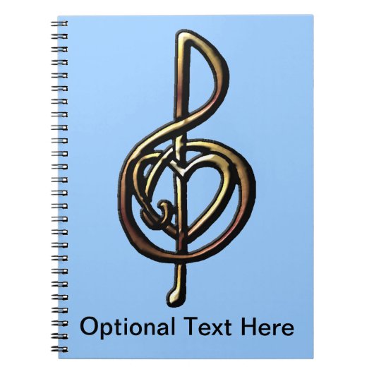 Metallic Embossed Musical Treble Clef met Heart Notitieboek (Voorkant)