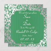 Metallic Emerald Green bewaar de datummelding Save The Date (Voorkant / Achterkant)