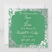 Metallic Emerald Green bewaar de datummelding Save The Date (Voorkant)