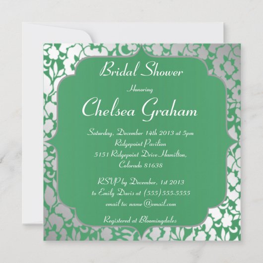 Metallic Emerald Green Bridal Shower Kaart (Voorkant)