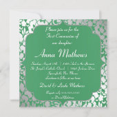 Metallic Emerald Green First Communitation Invitat Kaart (Voorkant)