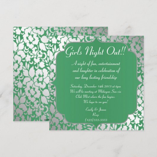 Metallic Emerald Green Girls Night Out Uitnodiging (Voorkant / Achterkant)