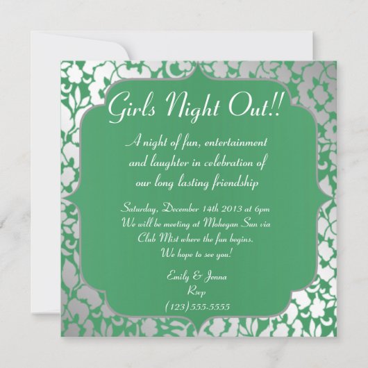 Metallic Emerald Green Girls Night Out Uitnodiging (Voorkant)