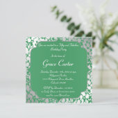 Metallic Emerald Green Happy Birthday-uitnodiging Kaart (Staand voorkant)