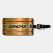 Metallic Faux Copper Gold Stripes Patroon Bagagelabel (Voorkant horizontaal)