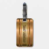 Metallic Faux Copper Gold Stripes Patroon Bagagelabel (Achterkant verticaal)