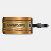 Metallic Faux Copper Gold Stripes Patroon Bagagelabel (Achterkant horizontaal)