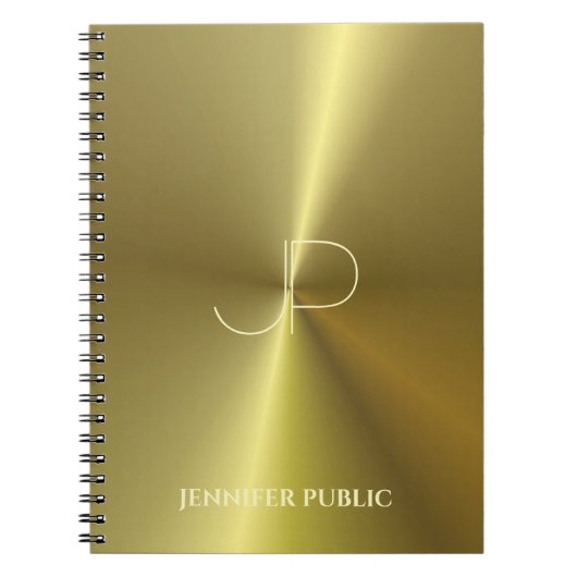 Metallic Faux Gold Monogrammed Moderne Sjabloon Notitieboek (Voorkant)