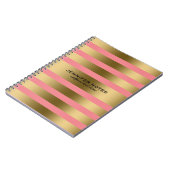 Metallic Faux Gold Stripes roze achtergrond Notitieboek (Linkerzijde)