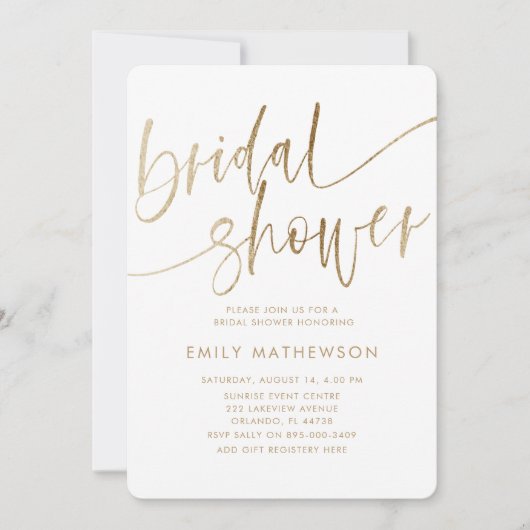 Metallic Faux Gold Typography Vrijgezellenfeest Kaart (Voorkant)