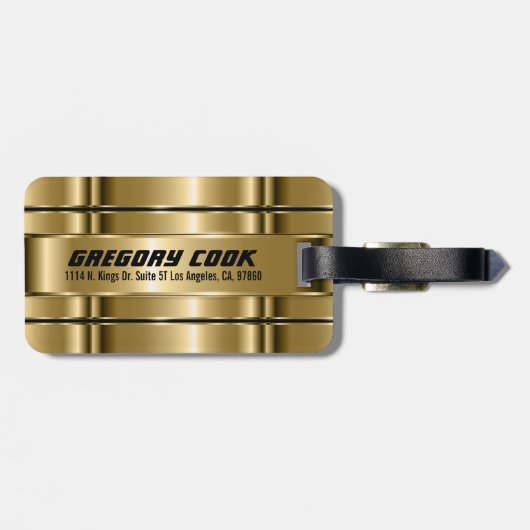 Metallic faux gouden strepen bagagelabel (Achterkant horizontaal)
