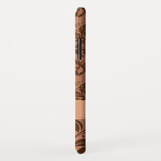 Metallic faux koper bruin damast meisjesontwerp Case-Mate iPhone case (Achterkant/rechts)
