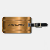 Metallic faux koper strepen patroon bagagelabel (Voorkant horizontaal)