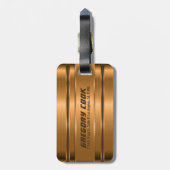 Metallic faux koper strepen patroon bagagelabel (Achterkant verticaal)
