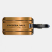 Metallic faux koper strepen patroon bagagelabel (Achterkant horizontaal)