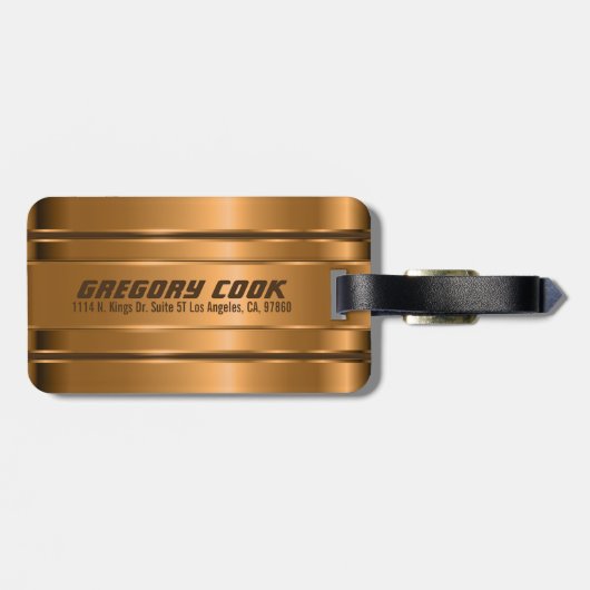 Metallic faux koper strepen patroon bagagelabel (Achterkant horizontaal)