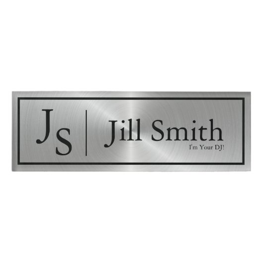 Metallic Faux Monogram DJ Naambadge (Voorkant)