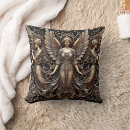 Metallic Faux Relief Angels Art Sierkussen