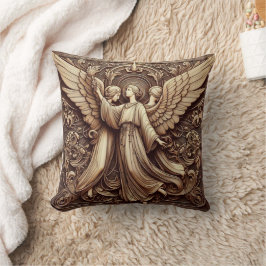 Metallic Faux Relief Angels Art Sierkussen