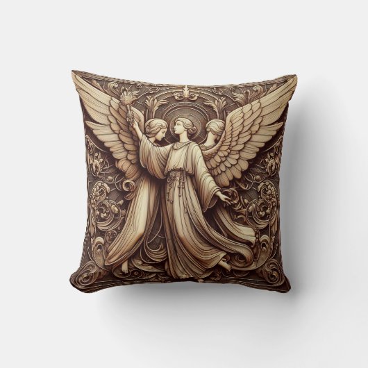 Metallic Faux Relief Angels Art Sierkussen (Voorkant)