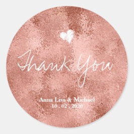 Metallic Faux Roos Gold Wedding Dank u Ronde Sticker